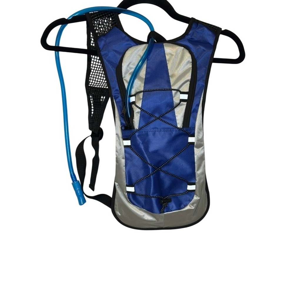Hydration Pack Backpack Blue Silver Water‎ Bladder Bag Cycling Hiking Outdoor